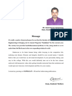 Message: Mr. Aswini Kumar Samantaray Dean, Student's Welfare, CVRGI