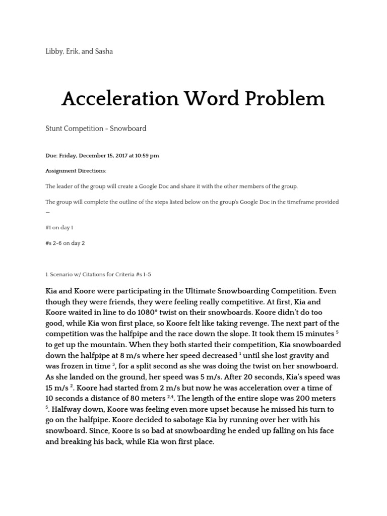 Snowboarding Competition Analysis | PDF | Acceleration | Physics