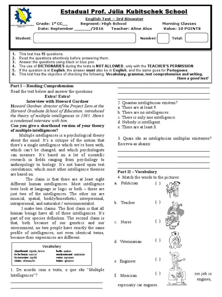 Multiple Intelligences Test Overview | PDF | Intelligence | Psychology