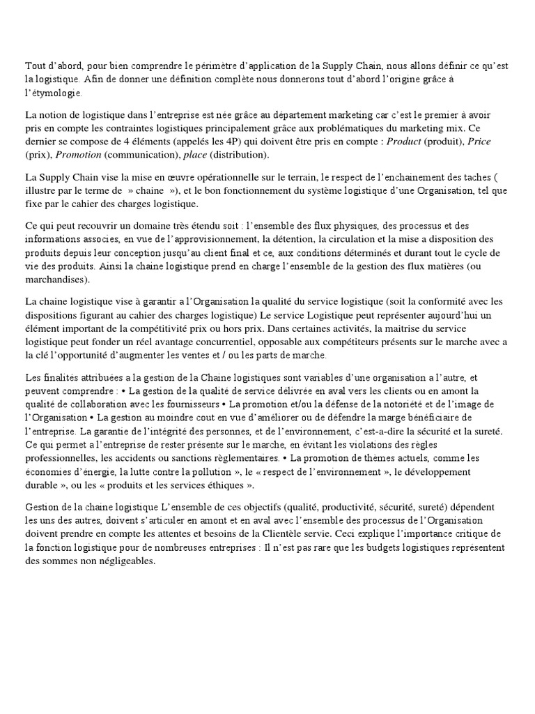 Comprendre la gestion de la Supply Chain | PDF | Logistique | Gestion ...