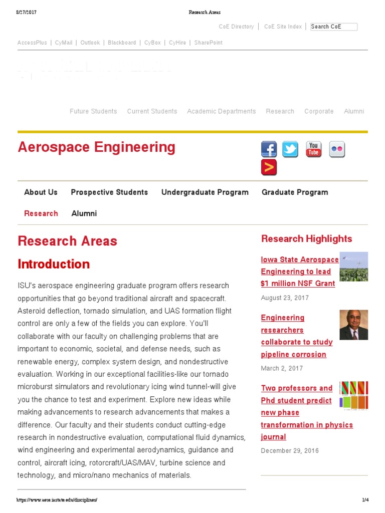 aerospace engineering research areas