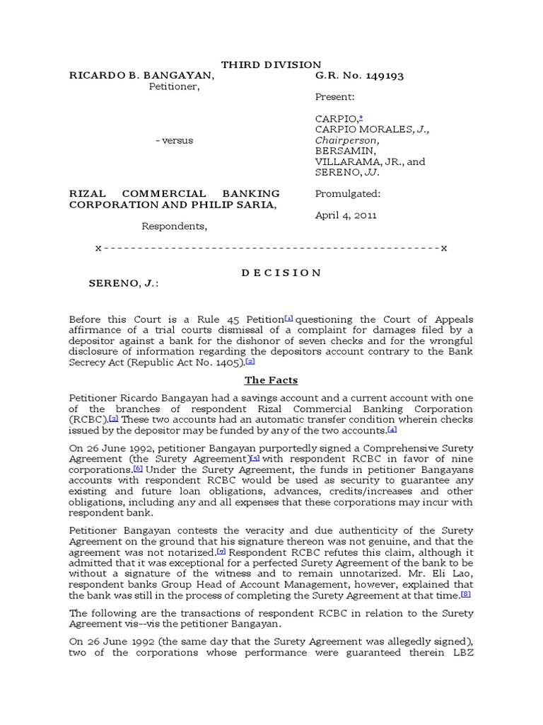 RCBC Joint Account Dispute Decision | PDF | Letter Of Credit | Discretion