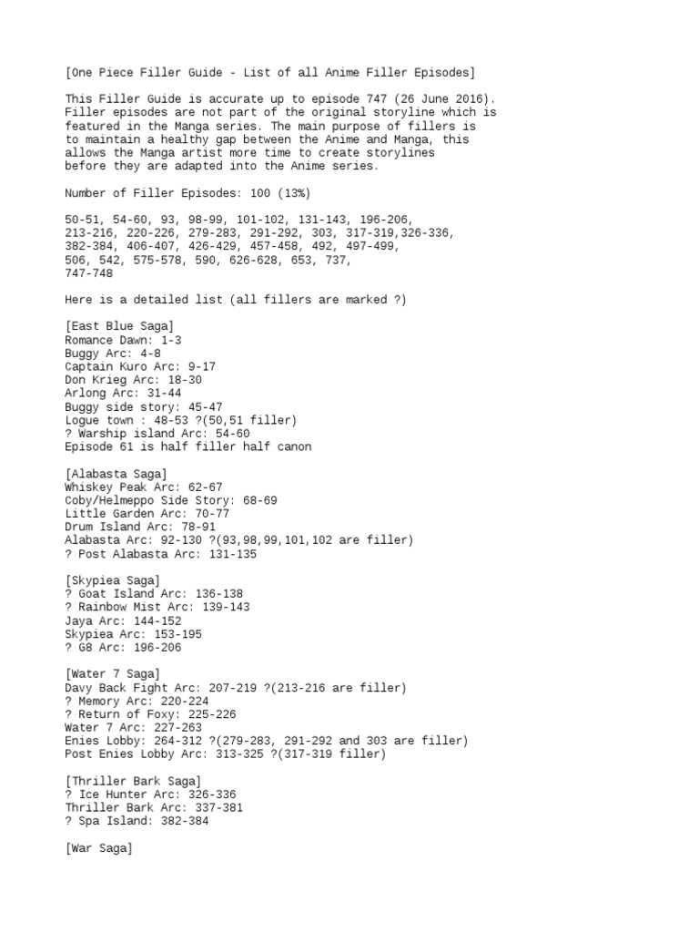 Listes Des épisodes De One Piece