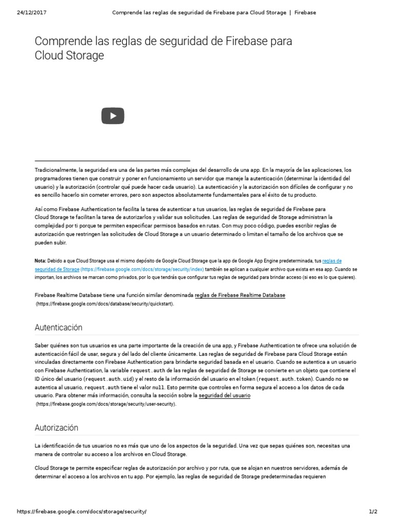 Seguridad en Firebase Cloud Storage | PDF | Aplicación movil ...