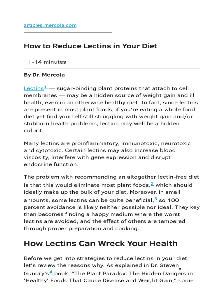 How To Reduce Lectins in Your Diet PDF Bean Cooking