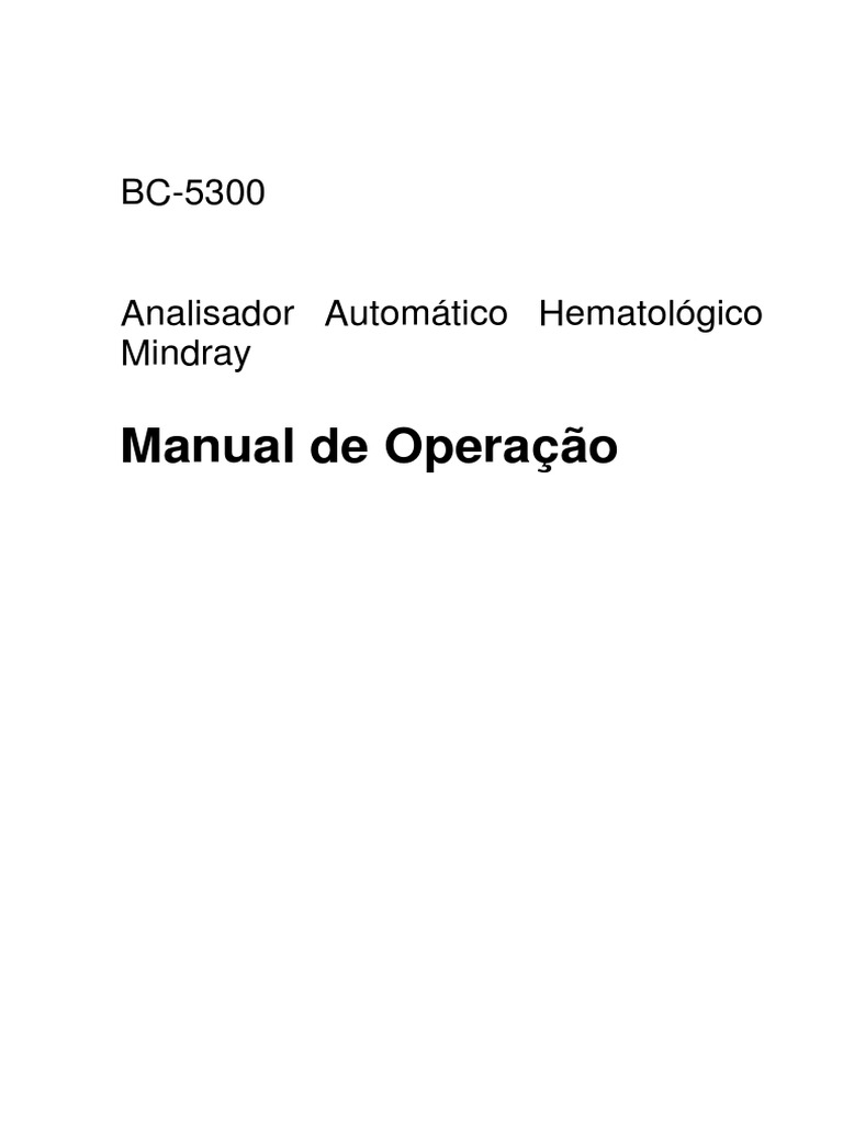 Mindray - Analizador Hematologico - BC-5300 - User Manual | PDF.