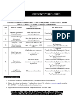 URGENTLY REQUIRED CANDIDATE TESTING SERVICES STAFF POSITIONS