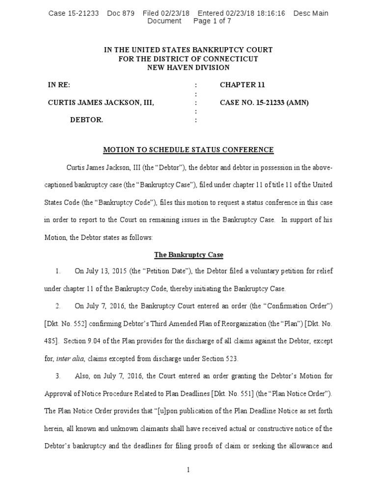 50CENT Bankruptcy Document | PDF | Chapter 11 | Bankruptcy