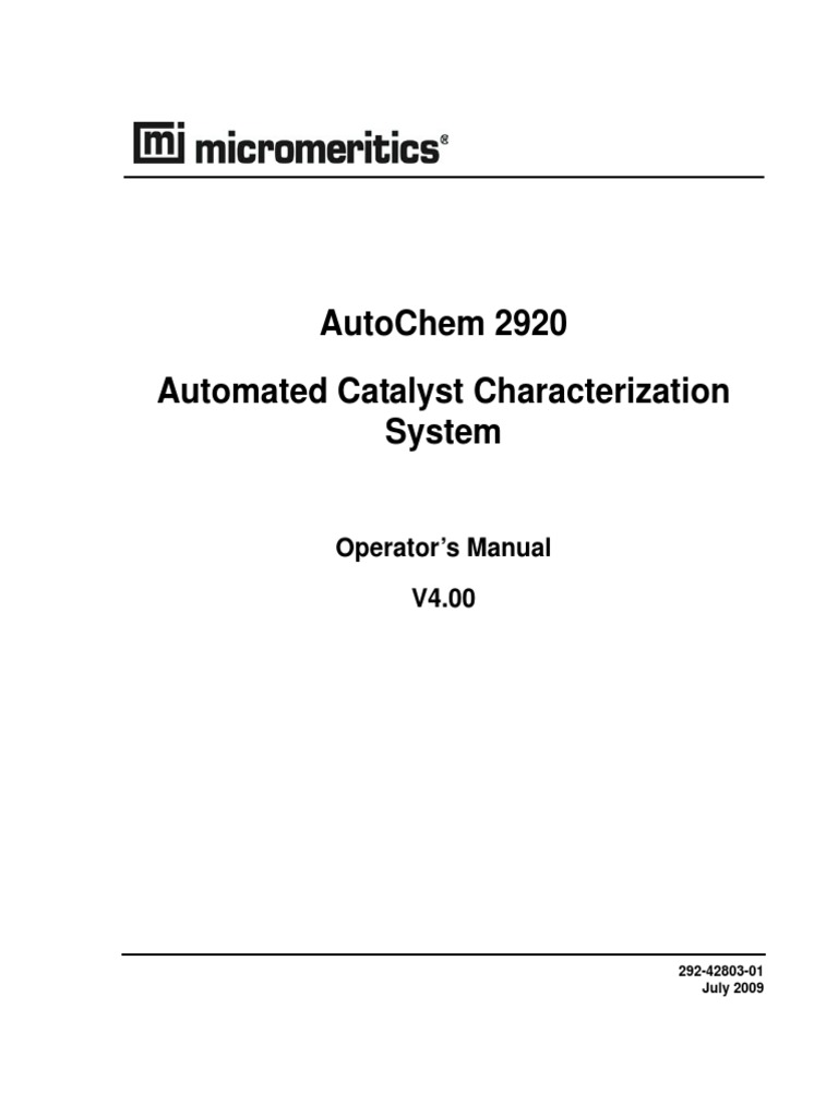 Autochem II 2920 Operator Manual v4.00 | PDF | Keyboard Shortcut | Nature