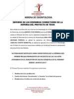 Informe de Los Miembros Correctores de La Defensa Del Proyecto de Tesis