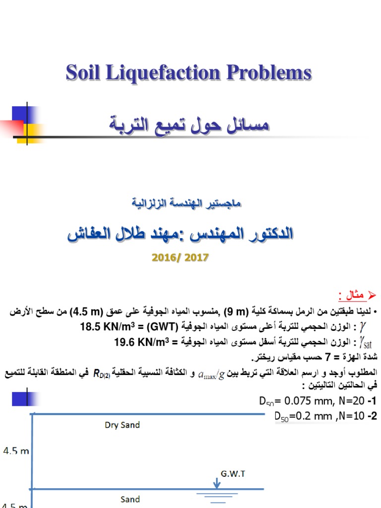 Seismic Geotechnical Engineering Problems 2016 2017 Pdf