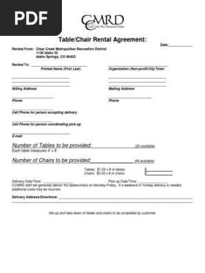 Table and Chair Rental Agreement
