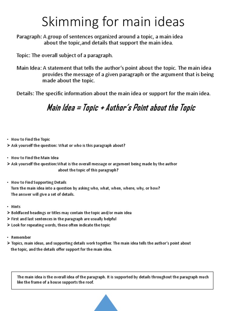 Skimming For Main Ideas PDF Ant Question