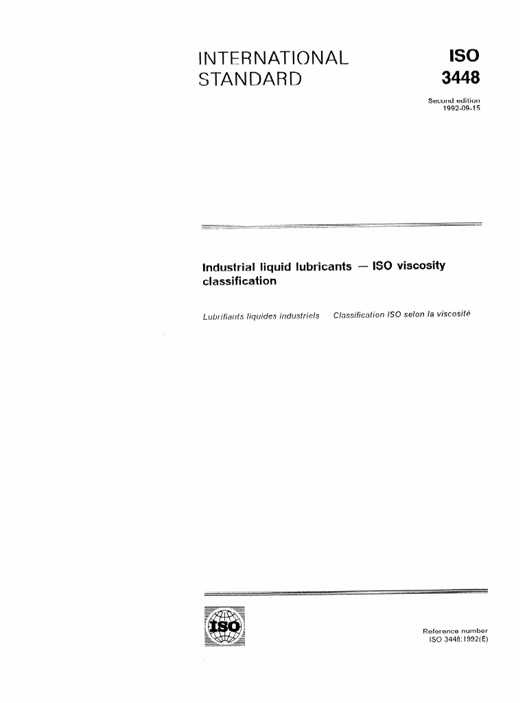 ISO 3448: Industrial Lubricant Viscosity | PDF | Technology & Engineering