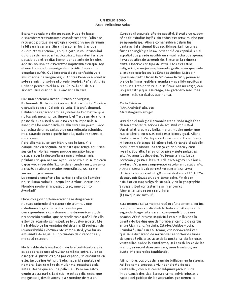 Un Idilio Bobo Spanish Language Love