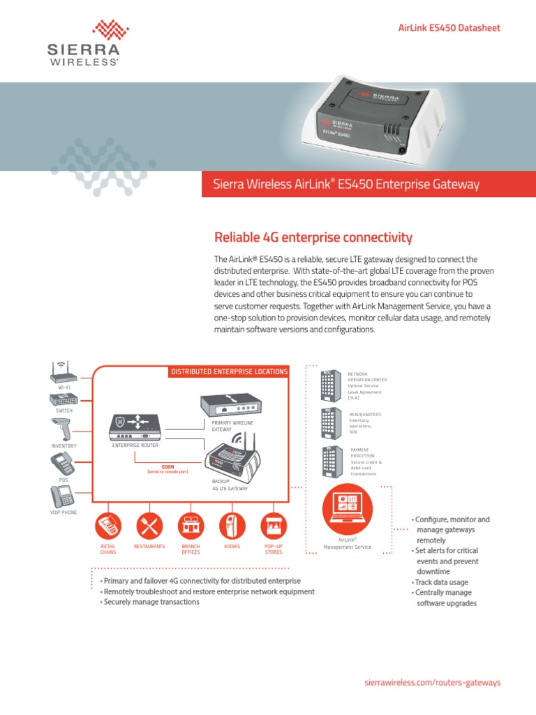 SierraWireless AirLink ES450 Datasheet | PDF | Point Of Sale | Computer ...