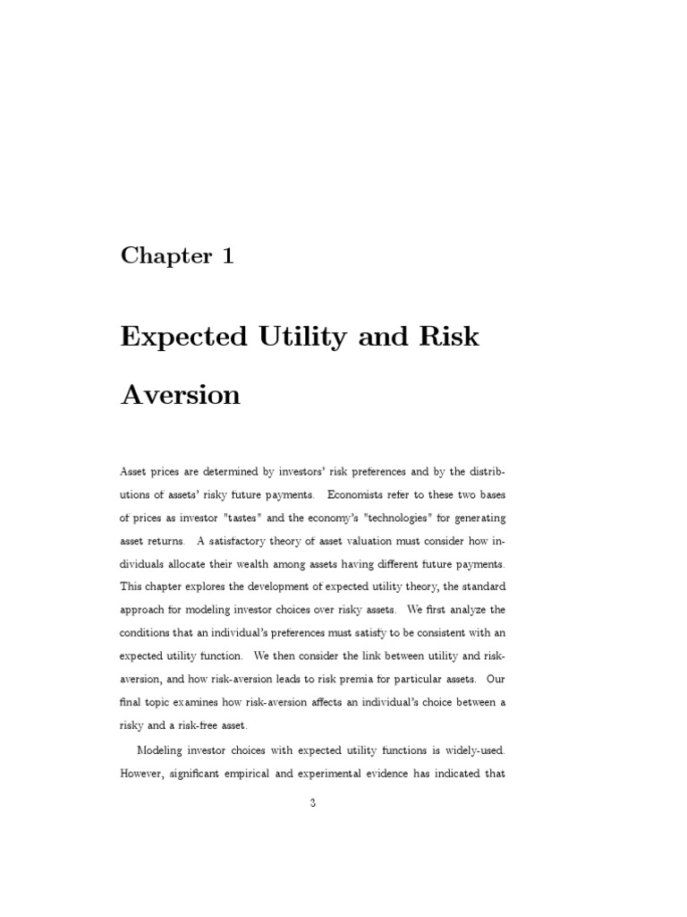 Expected Utility and Risk Aversion Explained | PDF | Utility | Risk ...