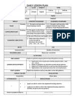 Daily Lesson Plan: Week DAY Date Class Subject Time