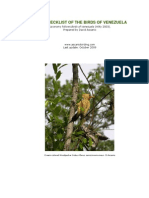 Field Checklist of The Birds of Venezuela