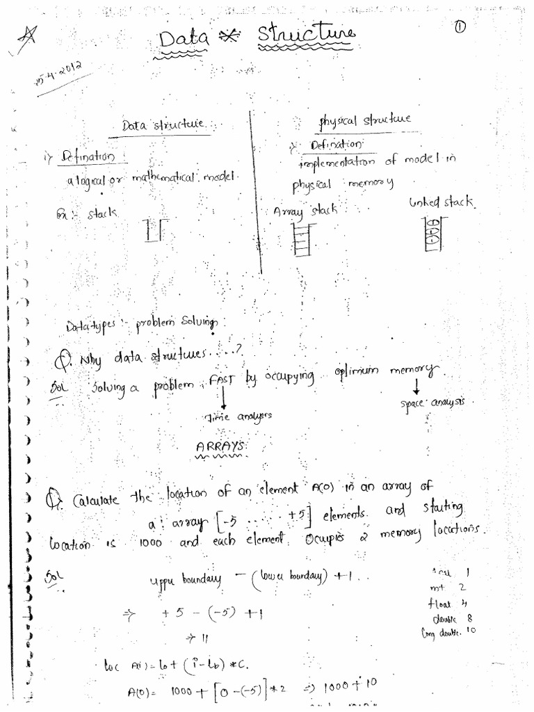 Data Structure Class Note | PDF