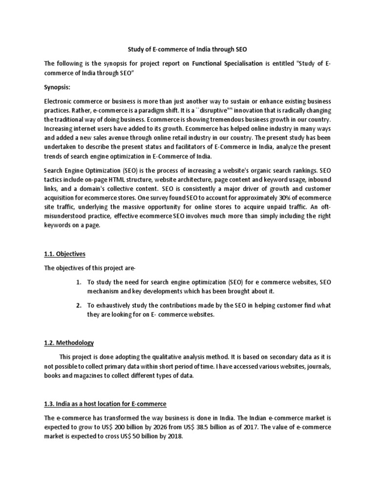 Study of Ecommerce On India | PDF | Search Engine Optimization | E Commerce