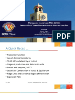 Managerial Economics (MBA ZC416) : Session 09&10: Types of Cost and Costs in Short and Long Run