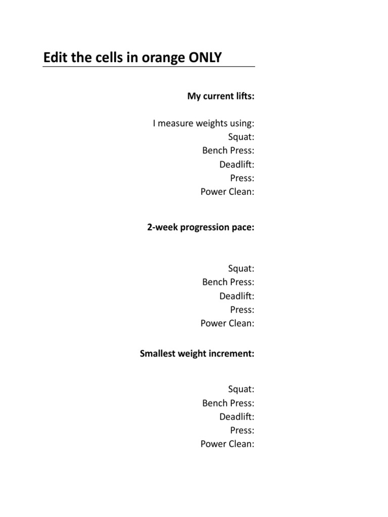 Texas Method Workout Spreadsheet | PDF | Computing And Information ...