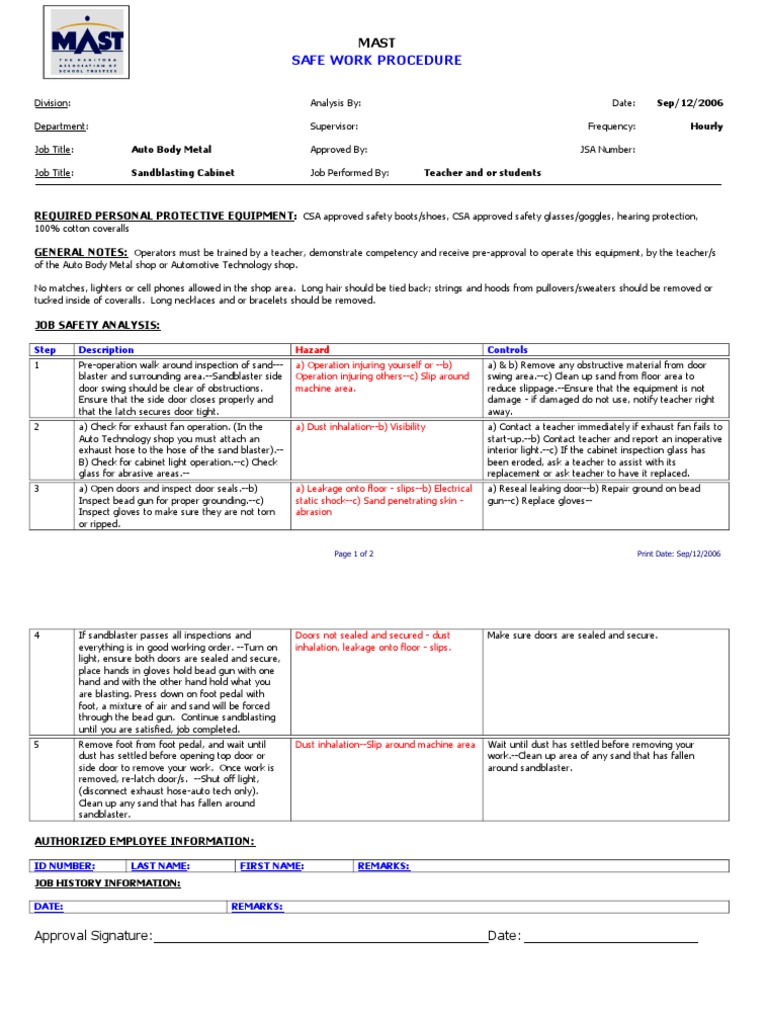 Sandblasting Safety Procedure Guide | PDF | Safety | Nature