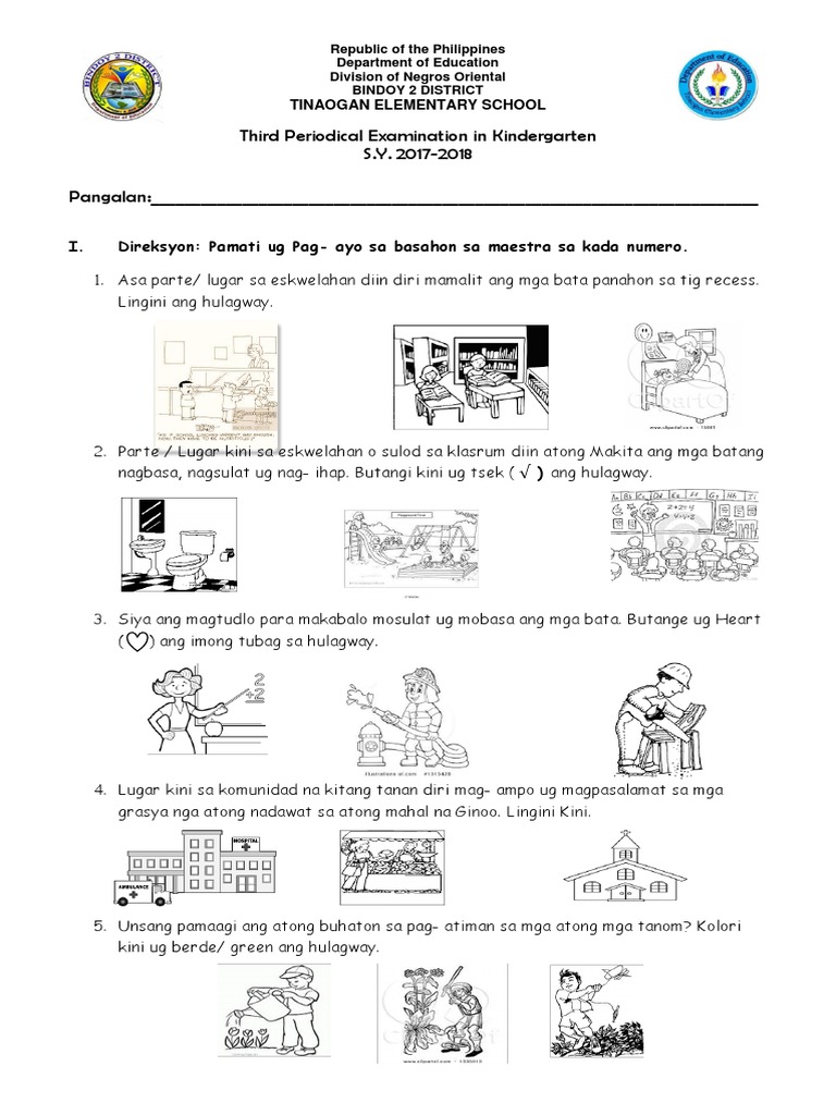kindergarten 3rd quarter periodical test kinder