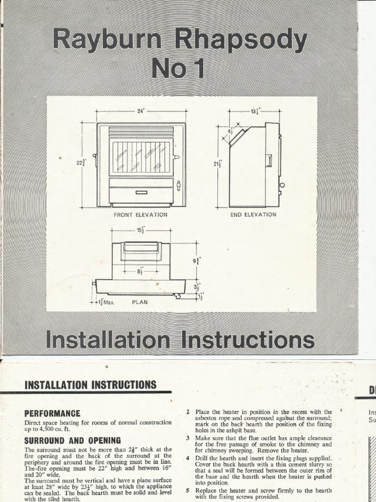 Rayburn Rhapsody No. 1 - Installation Instructions - Engl u0026 Afrikaans | PDF  | Chimney | Fires
