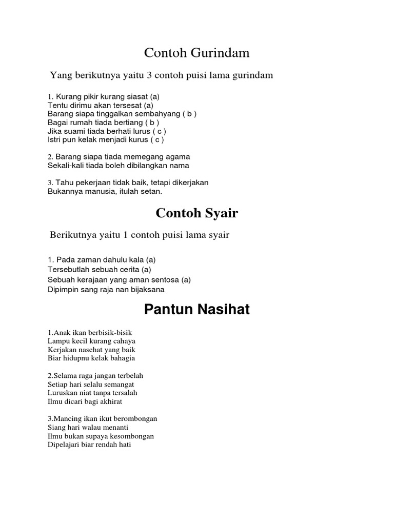 Contoh Gurindam Pdf