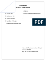 Assignment Nicmar / Sode Office: Name: Mr. Prabhakar Prakash Shingrut Course: GPCBM Reg. No. 217-04-22-50914-2183