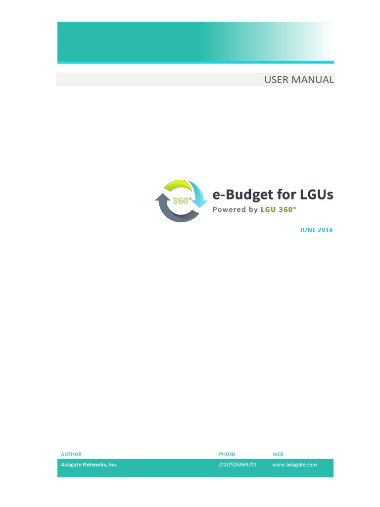DBM E-BUDGET LGU360 USERS MANUAL v1.0 20160623 PDF | PDF | Budget ...