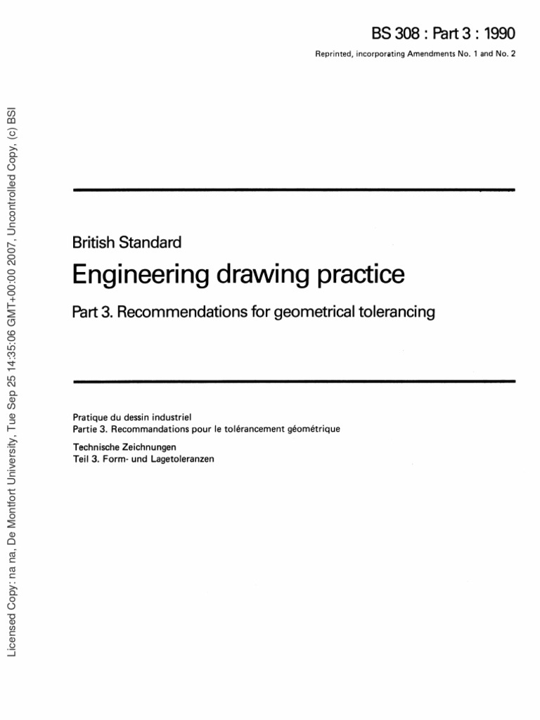 BS 308 - 3 1990 Engineering Drawing Practice | PDF