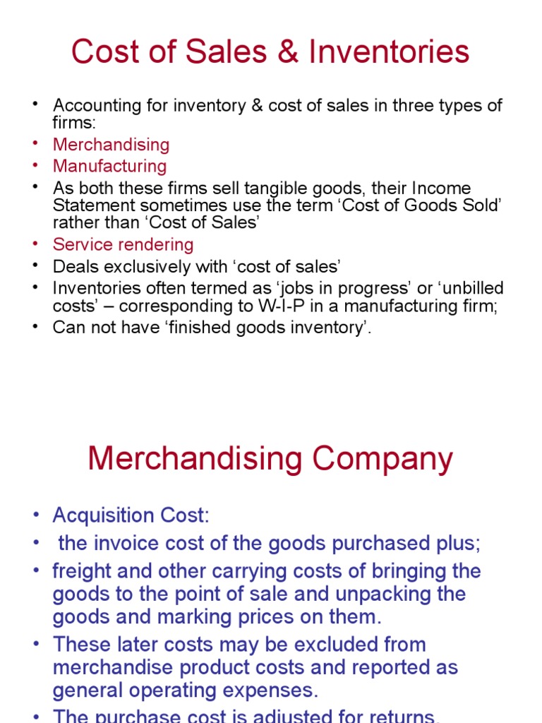 Understanding Cost of Sales and Inventories | PDF | Cost Of Goods Sold ...