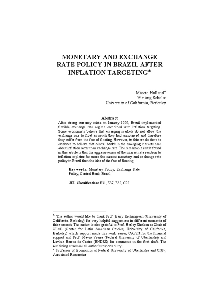 Monetary and Exchange | PDF | Inflation | Floating Exchange Rate
