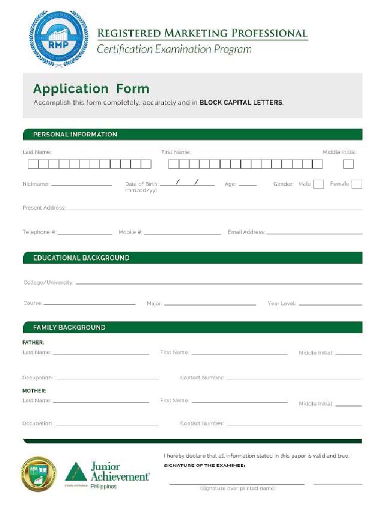 RMP Application Form