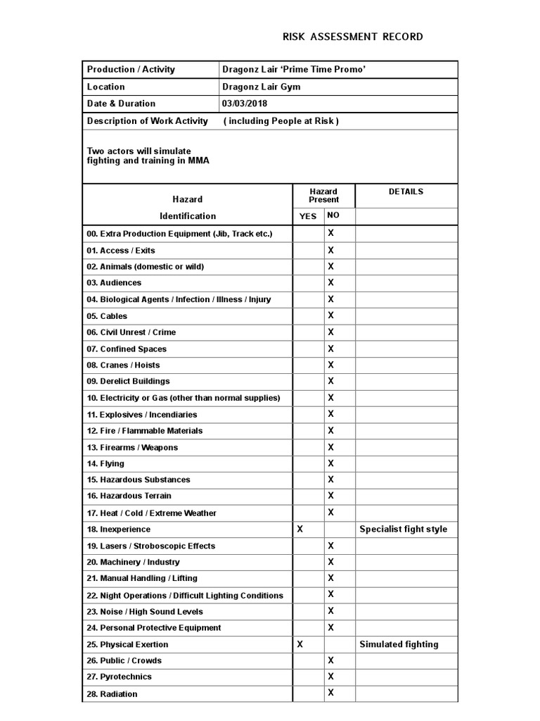 Risk Assessment Form | PDF | Explosive Material | Hazards