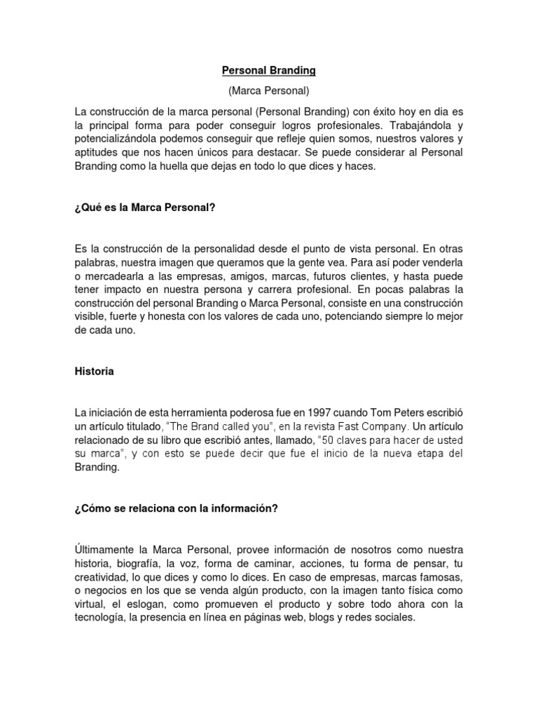 Construcción de Marca Personal | PDF | Gestión de la marca | Marca