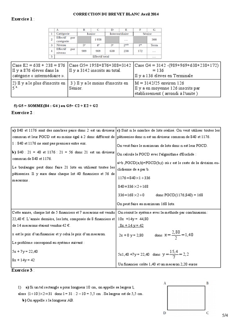 Correction Sujet De Brevet Maths 2023 Correction Brevet Blanc 2015 Maths | Triangle | Physique et mathématiques