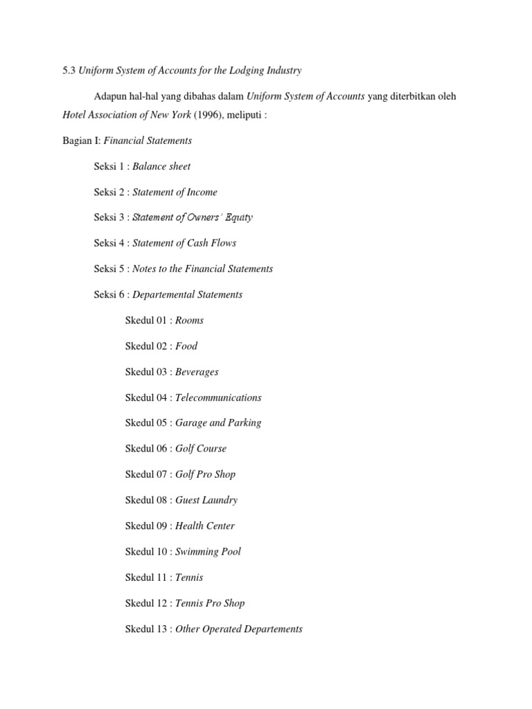 USALI: Financial Statements Overview | PDF