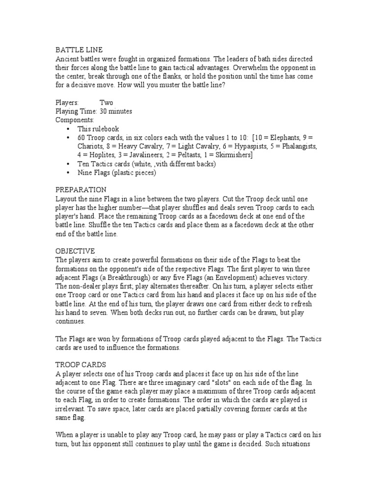 Battle Line Rules PDF Warfare Military Science