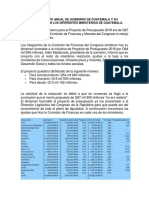 Presupuesto Anual de Gobierno de Guatemala y Su Distribución en Los Diferentes Ministerios de Guatemala