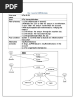 Use Cases For ATM System