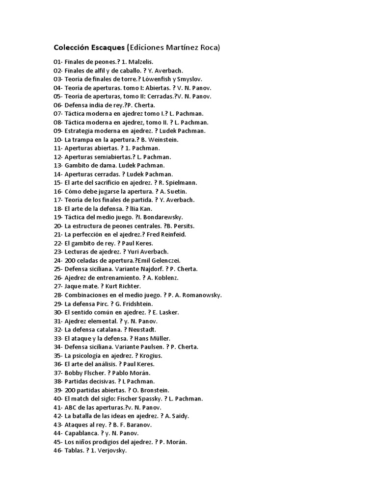Colección Escaques | PDF | Aperturas de ajedrez | Juegos de habilidad ...