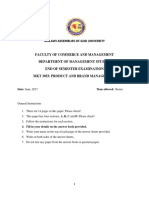 MALAWI ASSEMBLIES OF GOD UNIVERSITY PRODUCT AND BRAND MANAGEMENT END SEMESTER EXAM