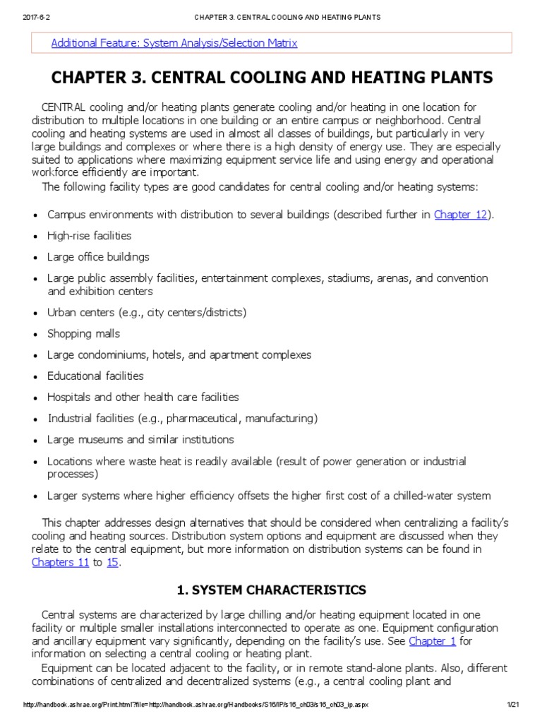 Chapter 3. Central Cooling and Heating Plants PDF Hvac Heat Exchanger