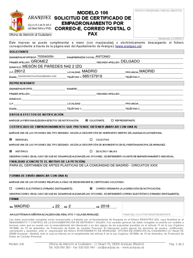 Documentos Para Solicitud Certificado De Empadronamiento 2023