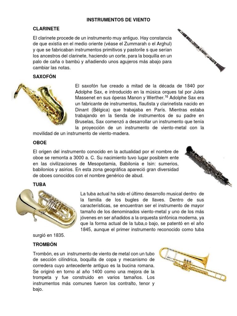 Nombres y Orígenes de Instrumentos de Viento | PDF | Guitarras | Flauta