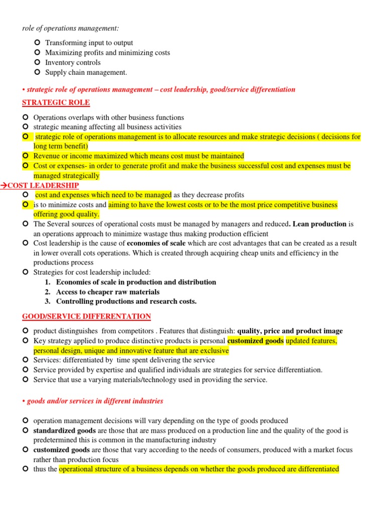 Strategic Role of Operations Management | PDF | Corporate Social ...